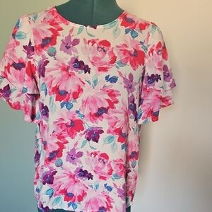 Floral Pink and Purple Women's Top